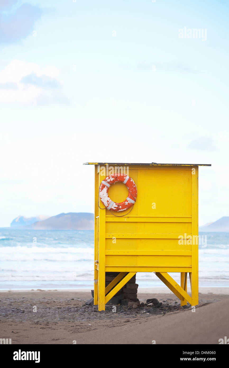 Lifeguard hut on beach Stock Photo