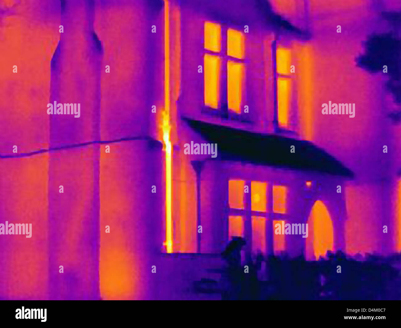 Thermal image of house Stock Photo