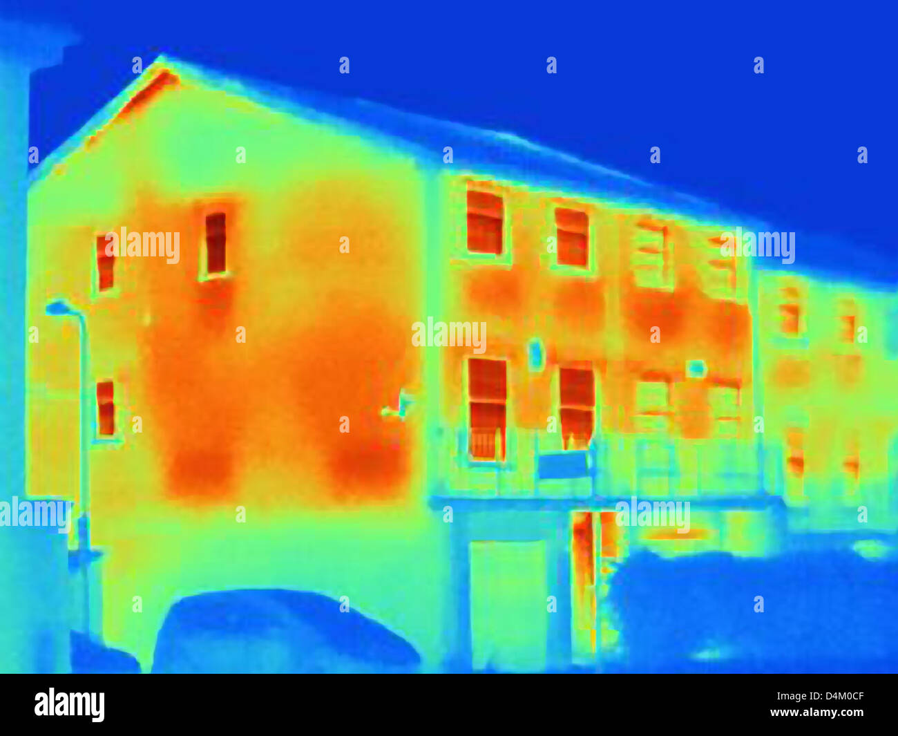 Thermal image of houses Stock Photo