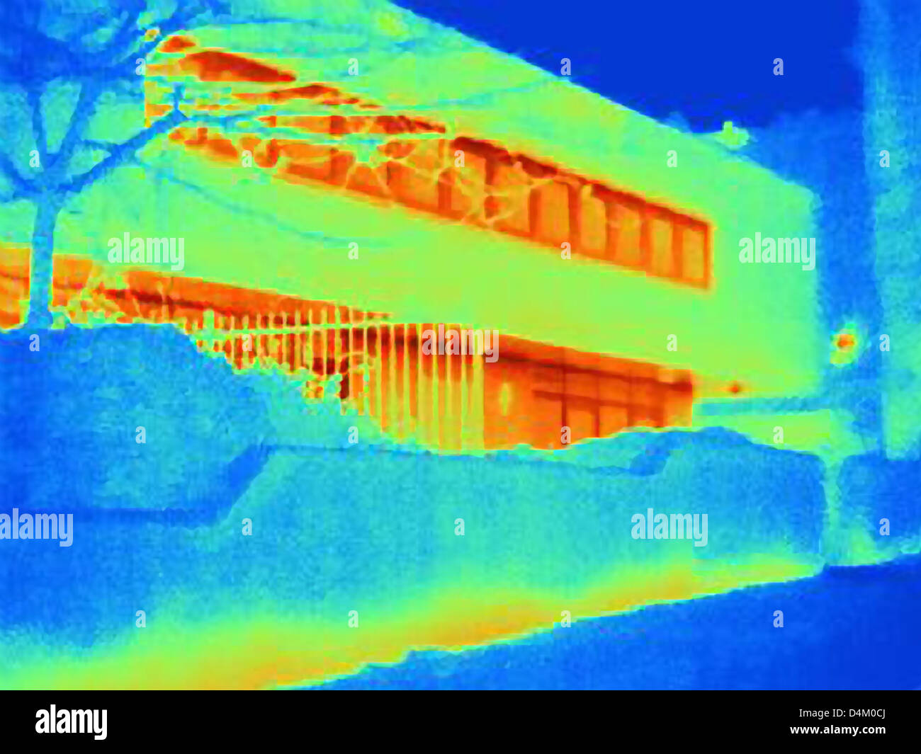 Thermal image of apartment building Stock Photo
