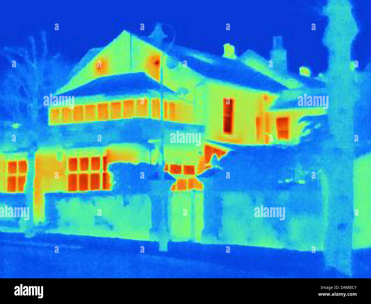 Thermal image of house on city street Stock Photo Alamy