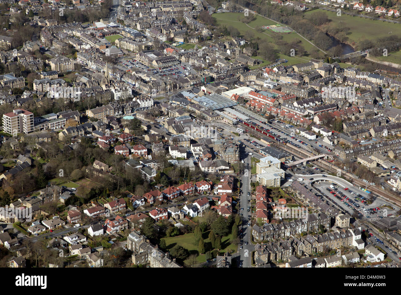 aerial view of the West Yorkshire market town of Ilkley Stock Photo Alamy