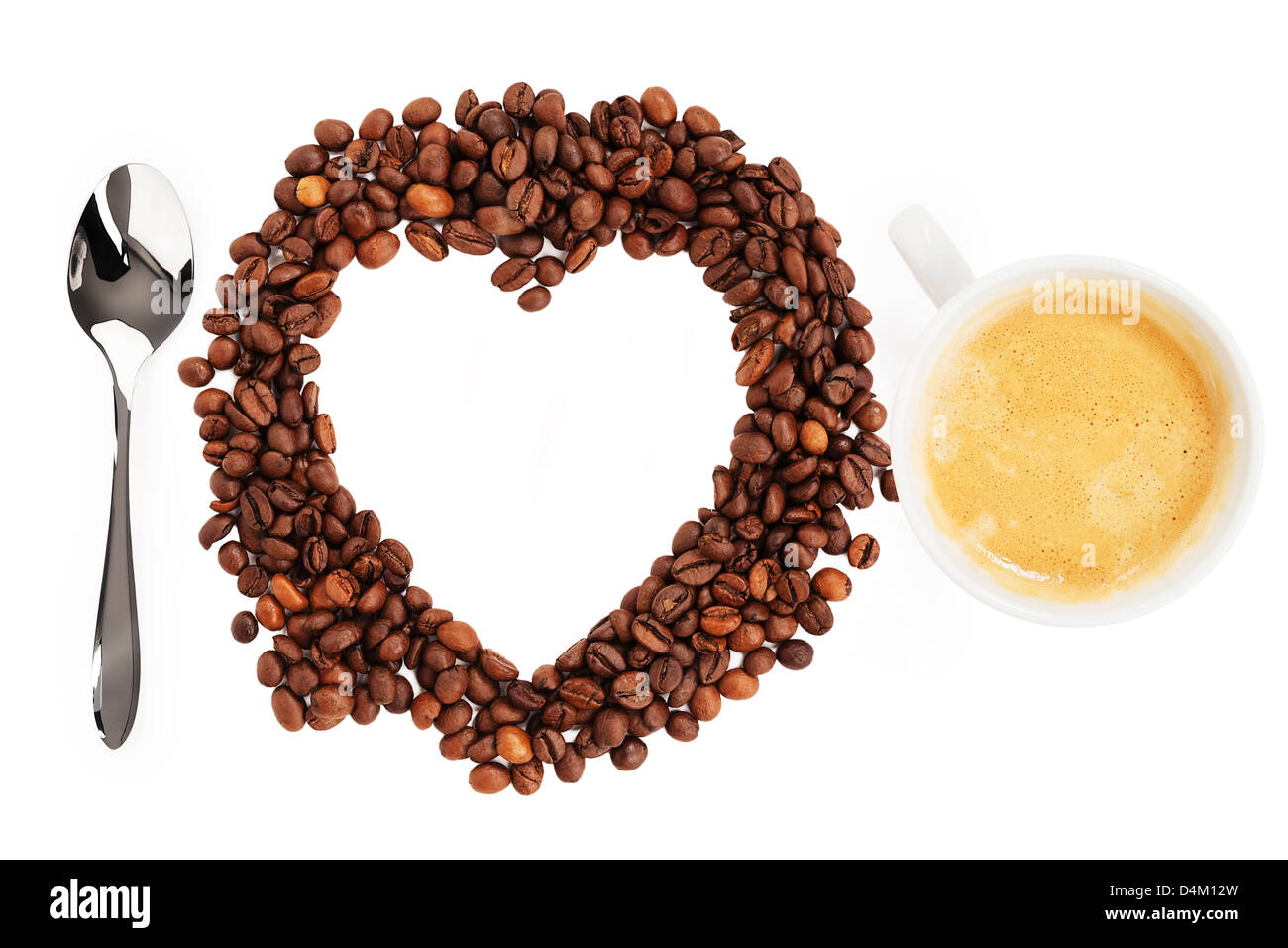 i love coffee with coffee beans on white background Stock Photo