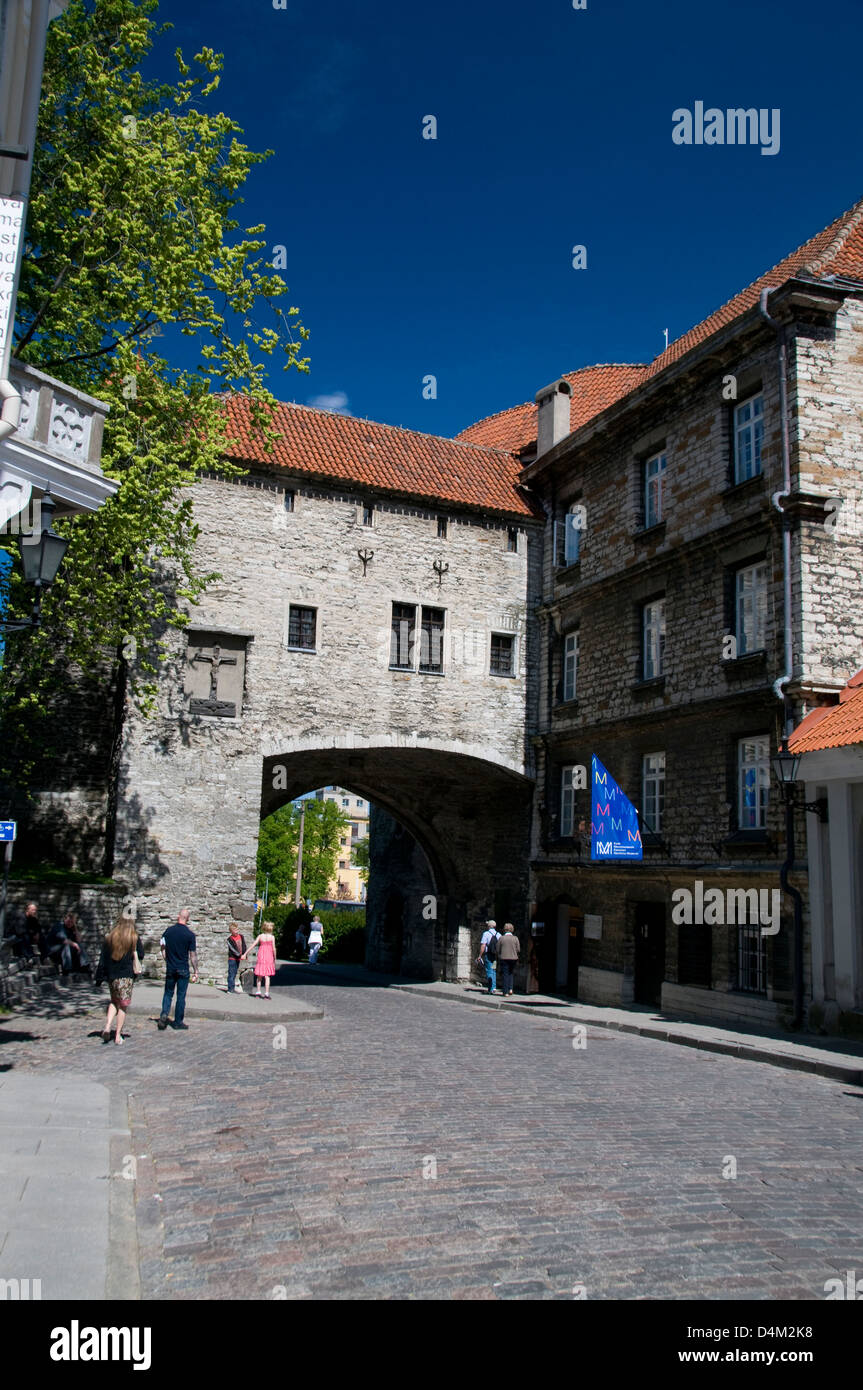 The archway of the Great Coastal Gate (Suur Rannavärav)  in Pikk, Tallinn, Estonia, Baltic States Stock Photo