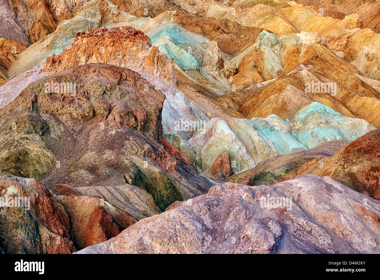 The oxidation of many metals created the Artist Palette in California's Death Valley National Park. Stock Photo