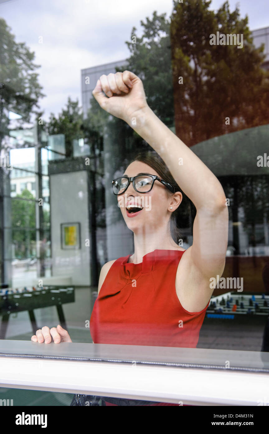 Woman knocking on window Stock Photo Alamy