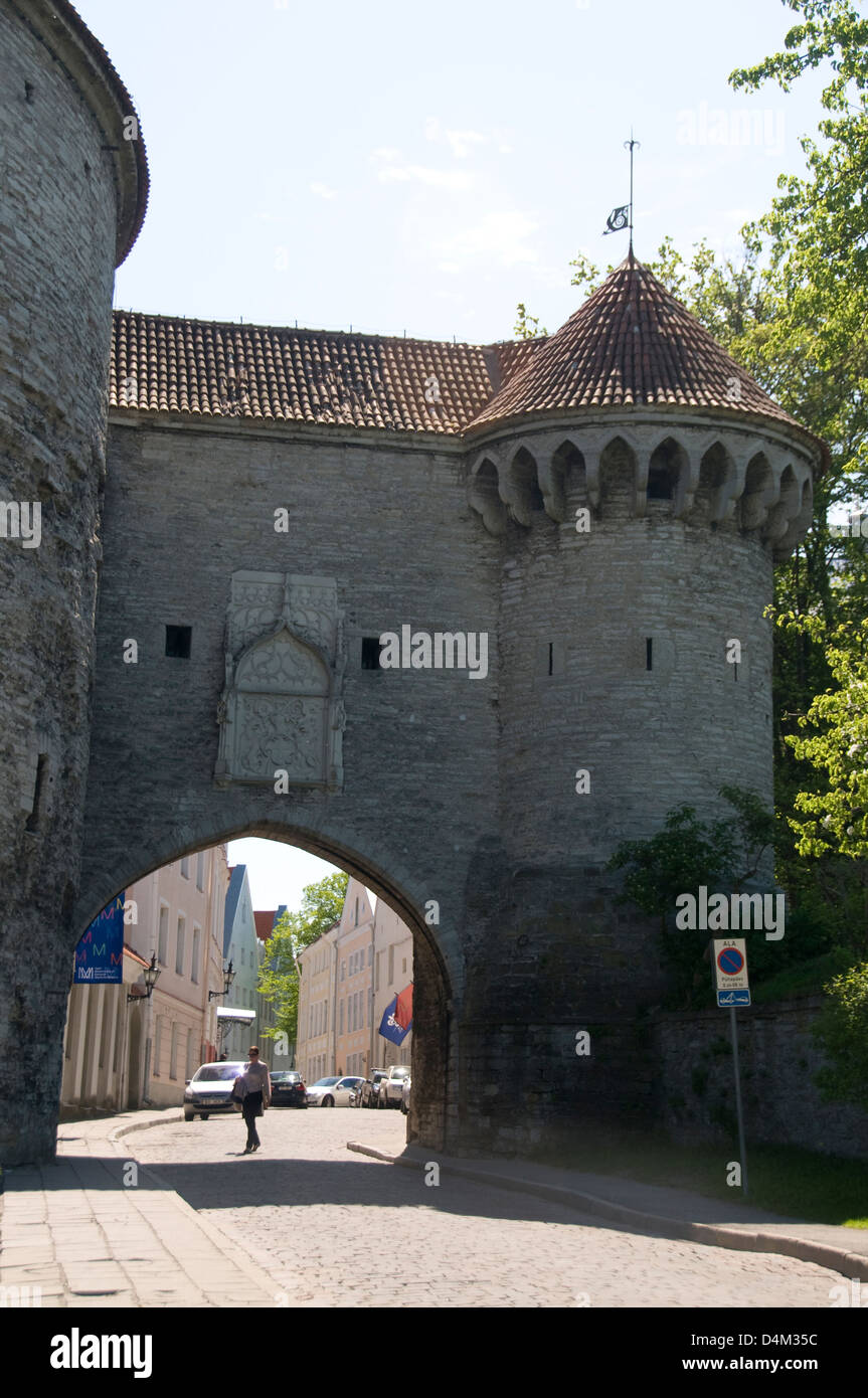One of the main entrances into Tallinn Old Town and Pikk Street is the Great Coast Gate in Tallinn, Estonia, Baltic States Stock Photo