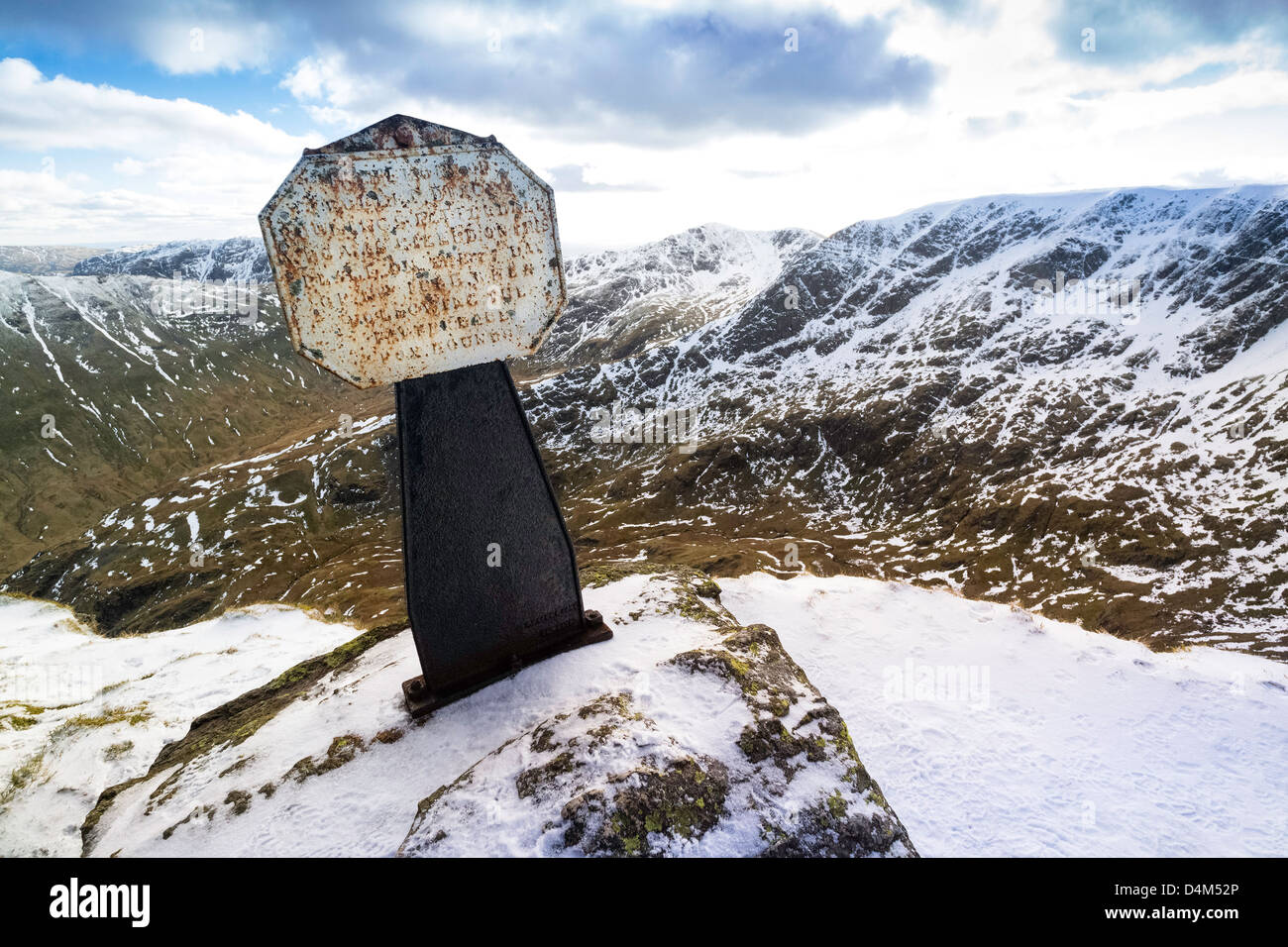 The Memorial for Robert Dixon who fell to his death from Striding Edge in the Lake District on 27th November 1858. Stock Photo