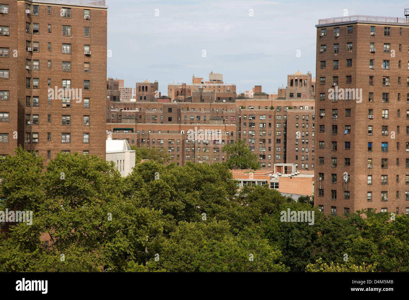 Low rise skyscapers, flats apartments and condominiums near the Brooklyn Bridge, New York Stock Photo