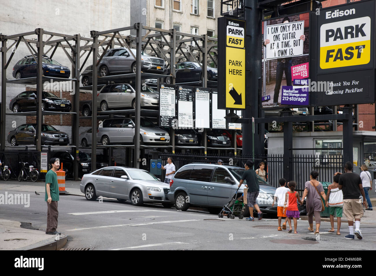 Stacked parking racking car park in Chinatown, New York Stock Photo Alamy
