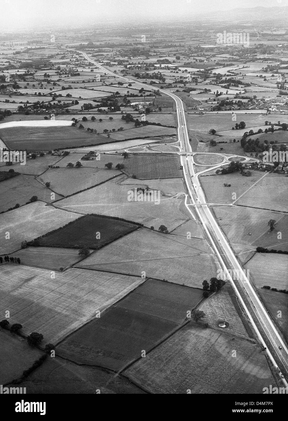 M5 motorway under construction at its junction with the M50 at Strensham 19/7/1962 Stock Photo