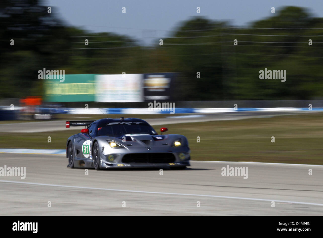 March 14, 2013 - Sebring, Florida, U.S - ALMS Round 1 Sebring 12 Hours,Sebring,FL, March 13-16 2013, RYAN DALZIEL, DOMINIK FARNBACHER, MARC GOOSSENS, SRT Motorsports Viper GTS-R (Credit Image: © Ron Bijlsma/ZUMAPRESS.com) Stock Photo