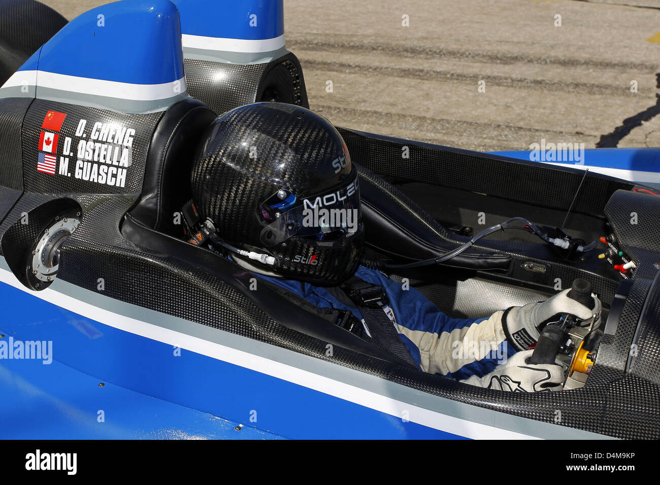 March 14, 2013 - Sebring, Florida, U.S - ALMS Round 1 Sebring 12 Hours,Sebring,FL, March 13-16 2013, DAVID CHENG, MIKE GUASCH, DAVID OSTELLA, PR1 Mathiasen Motorsports ORECA FLM09 (Credit Image: © Ron Bijlsma/ZUMAPRESS.com) Stock Photo