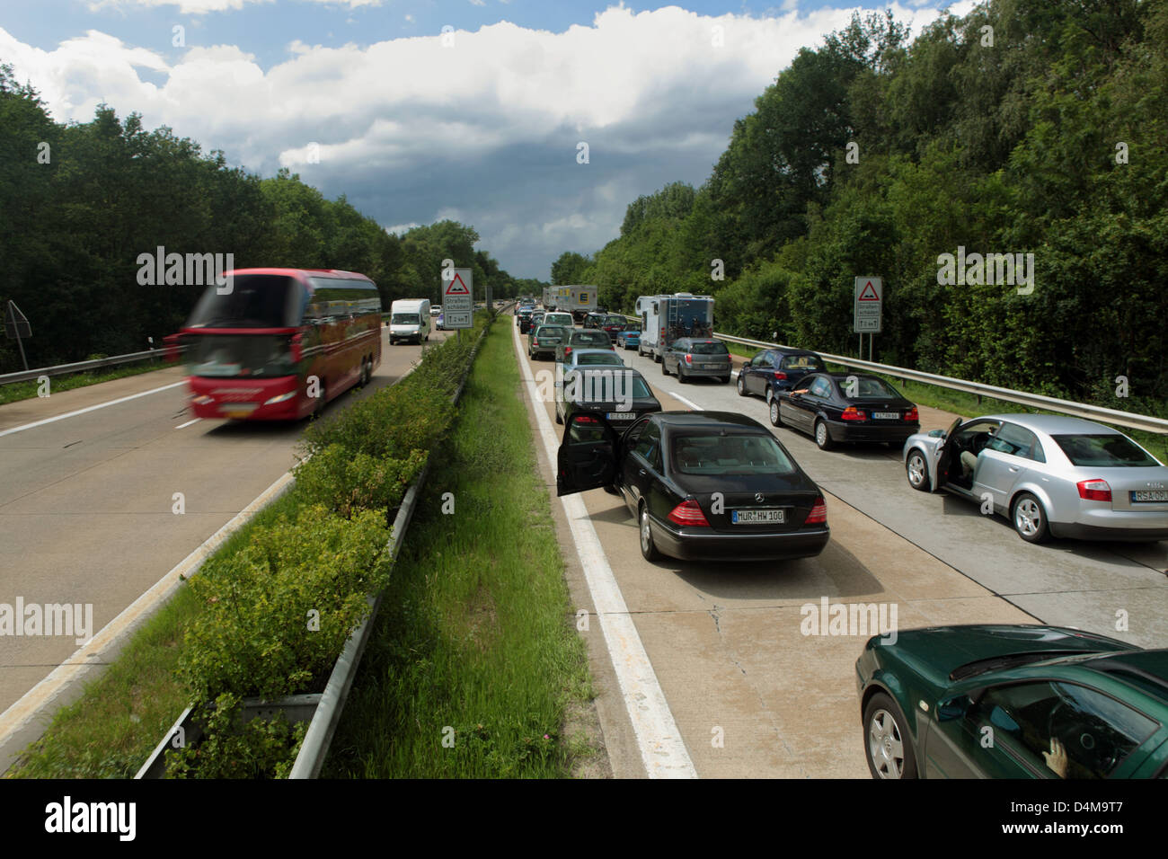 Kasseburg, Germany, a traffic jam on the A24 towards Hamburg Stock Photo