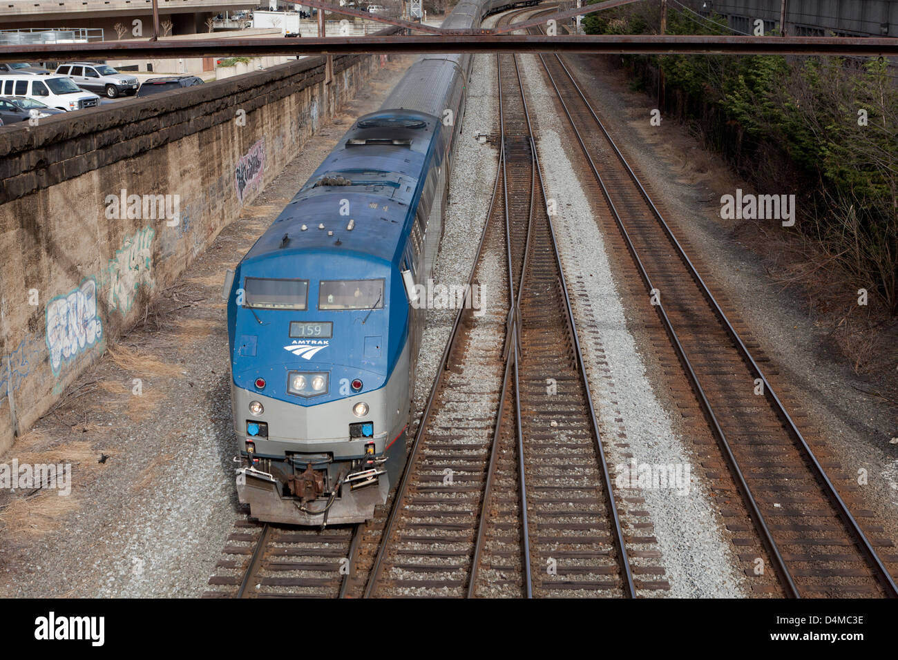 Amtrak train from above Washington, DC USA Stock Photo Alamy