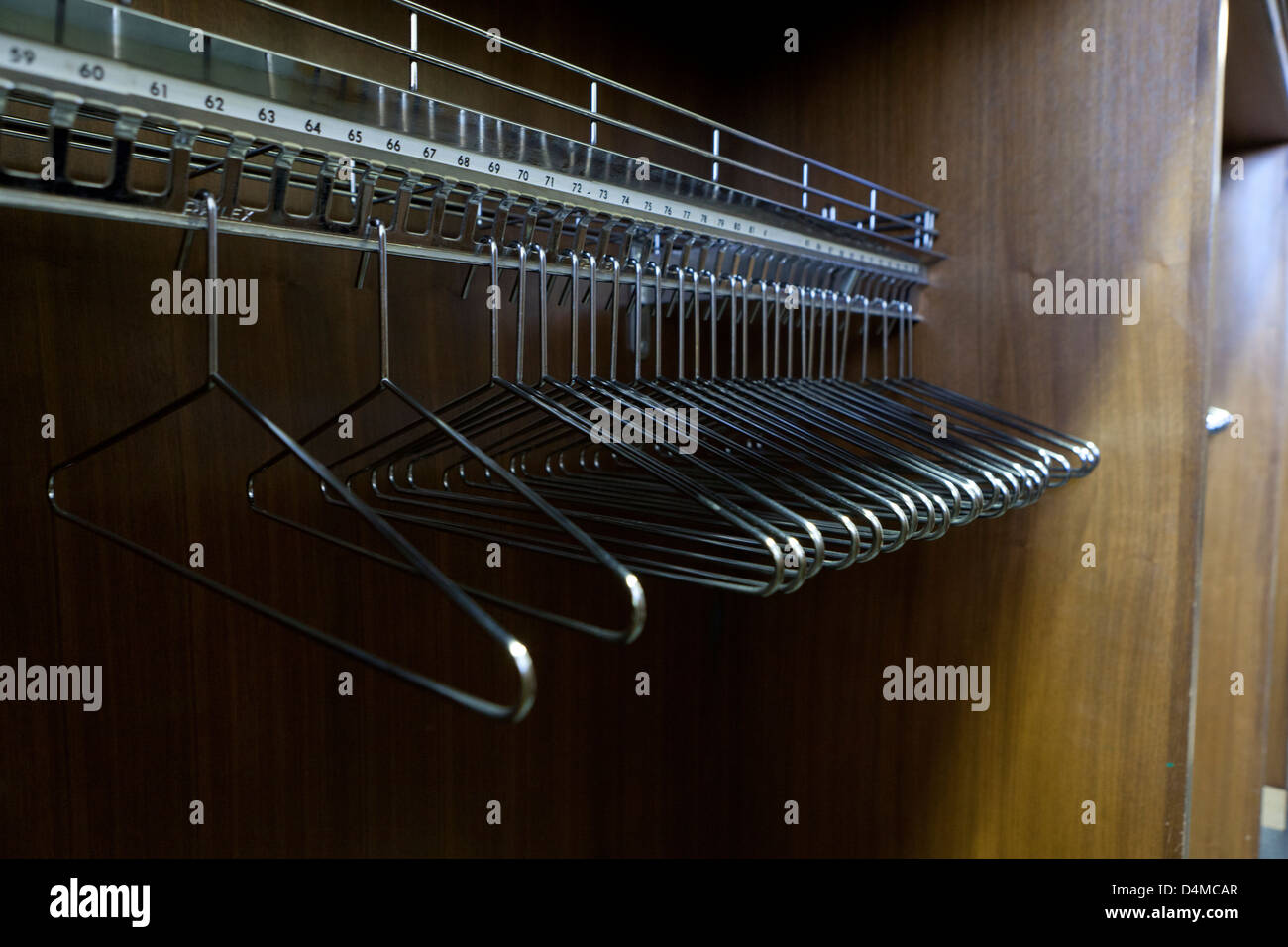 Metal clothes hangers Stock Photo