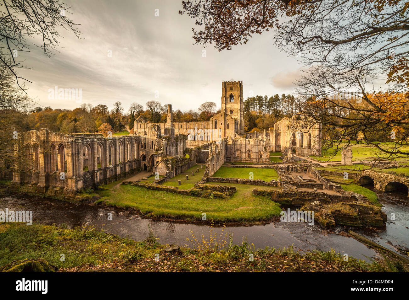 Fountains Abbey near Ripon, North Yorkshire. Stock Photo