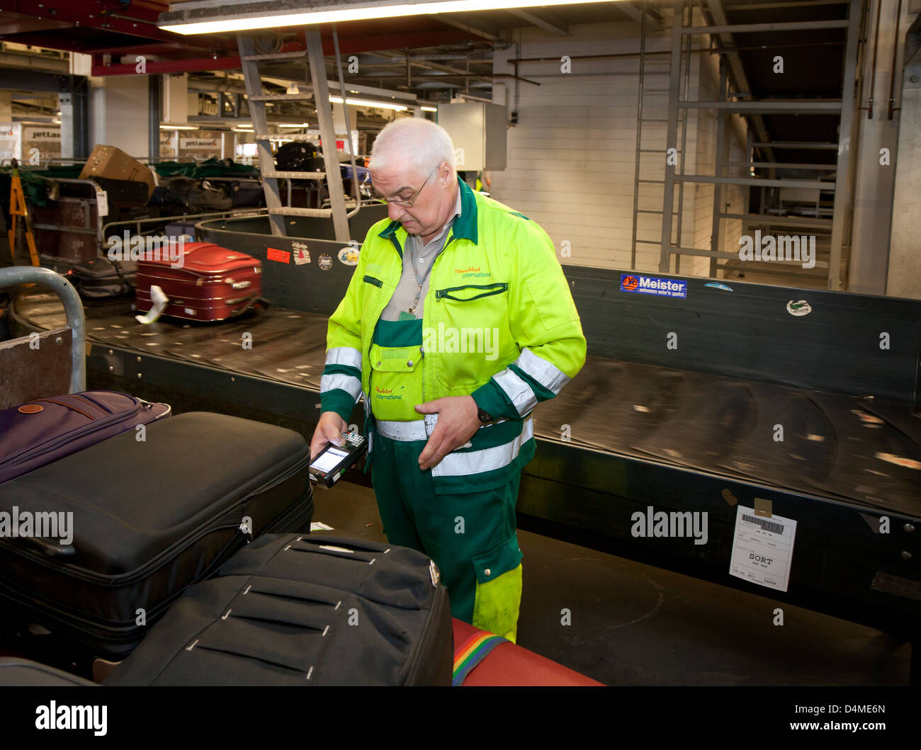 Duesseldorf, Germany, luggage sorting plant in Duesseldorf International Airport Stock Photo