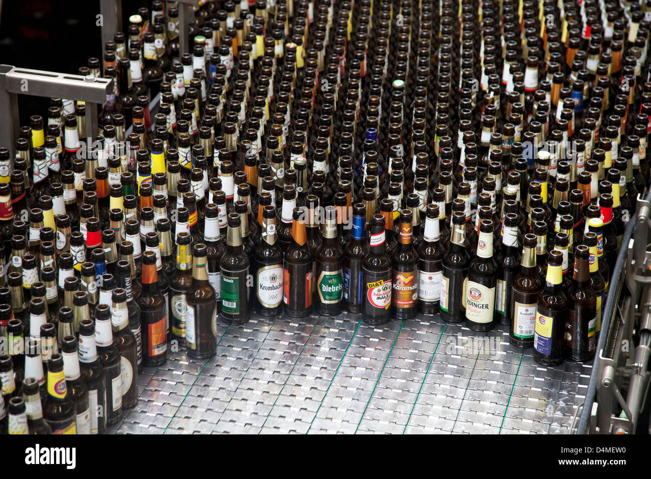 Meschede, Germany, Veltins brewery, empties sorting Stock Photo