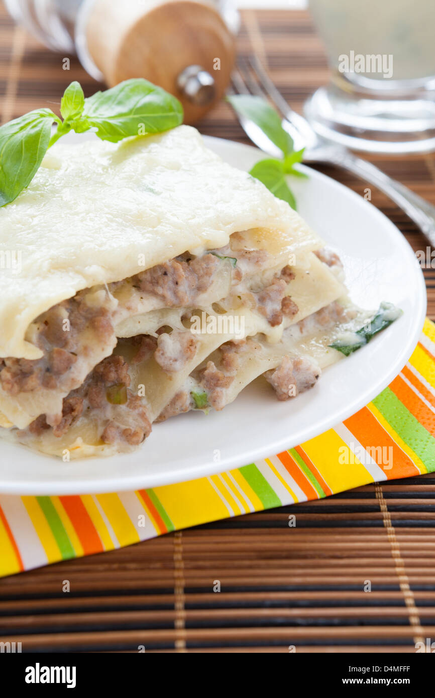 Lasagna with beef and mozzarella cheese, closeup Stock Photo Alamy