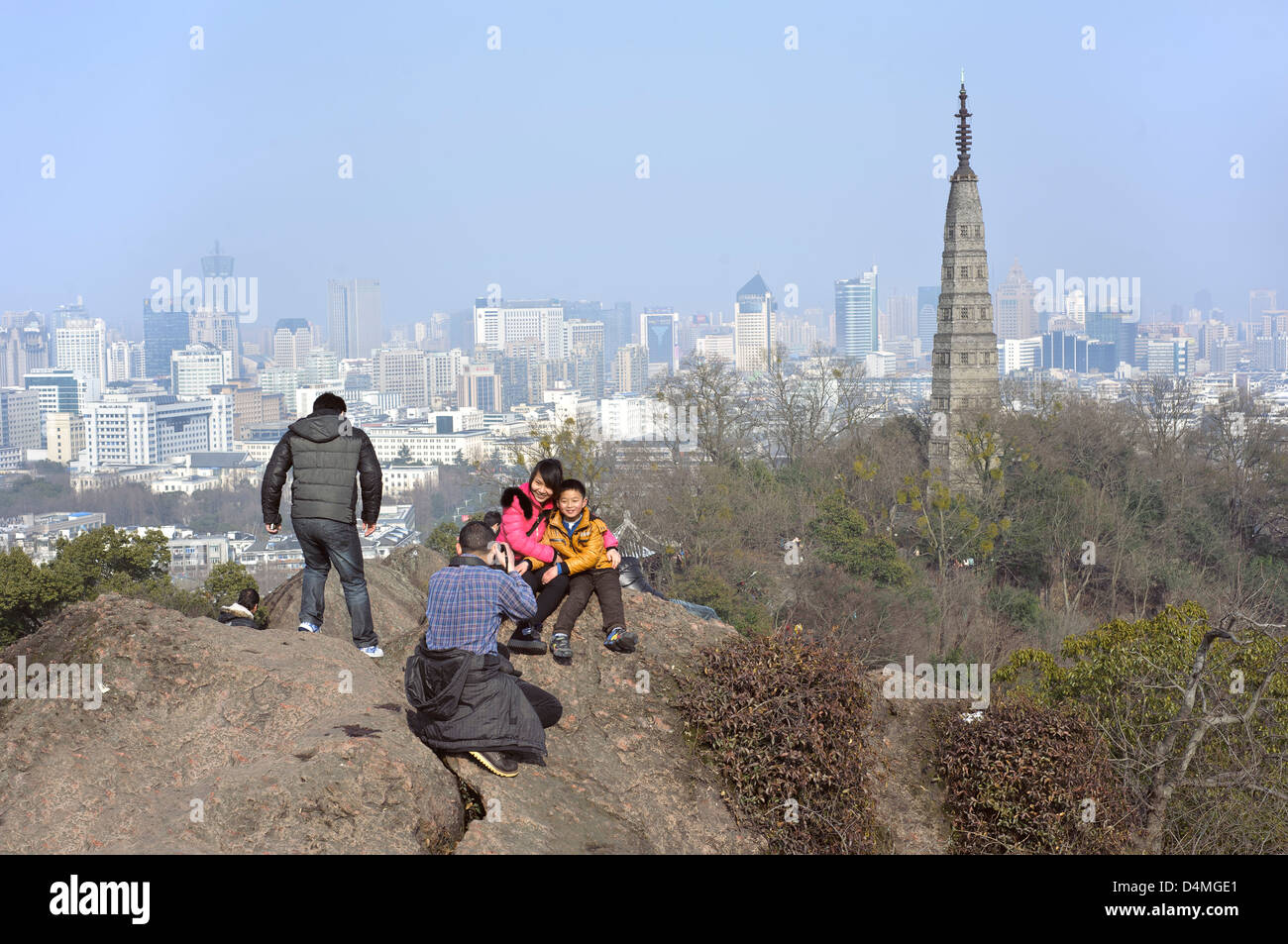 Baochu Pagoda atop Precious Stone Hill, West Lake Scenic Area, Hangzhou Stock Photo