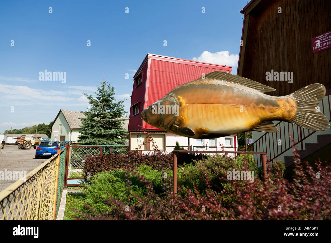 Kraschnitz, Poland, a large plastic fish indicates a state fish