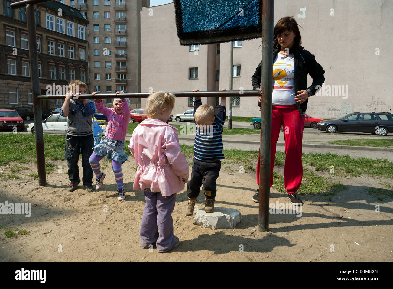Gdansk, Poland, mother and children at play Stock Photo - Alamy