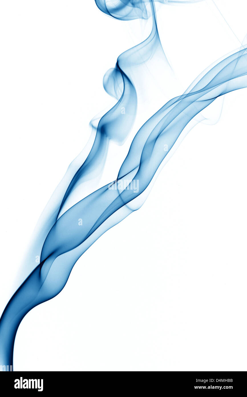 blue smoke on white background Stock Photo - Alamy