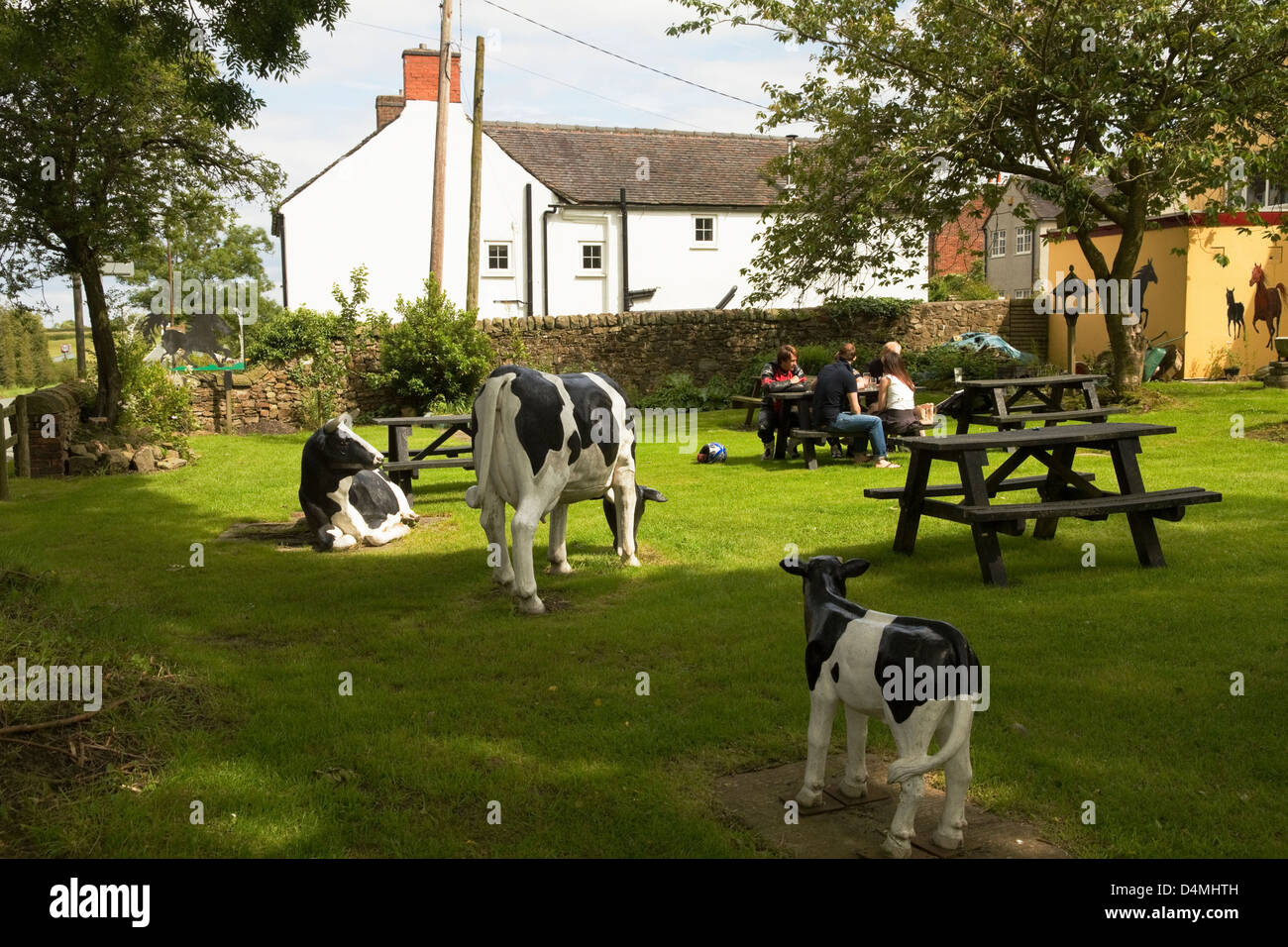 a quiet beer garden in Ashbourne Derbyshire Stock Photo