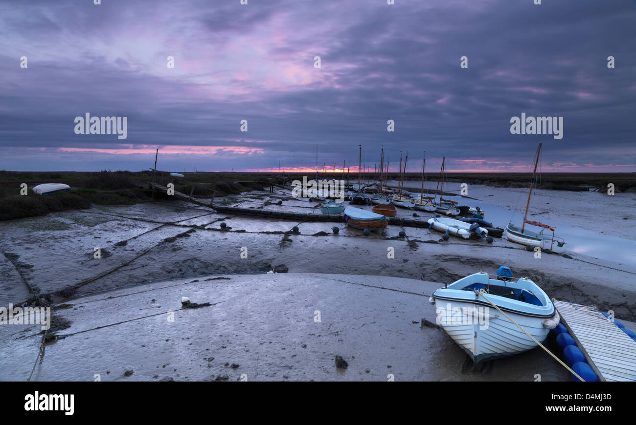 Low tide at dawn at Morston, Norfolk, England Stock Photo