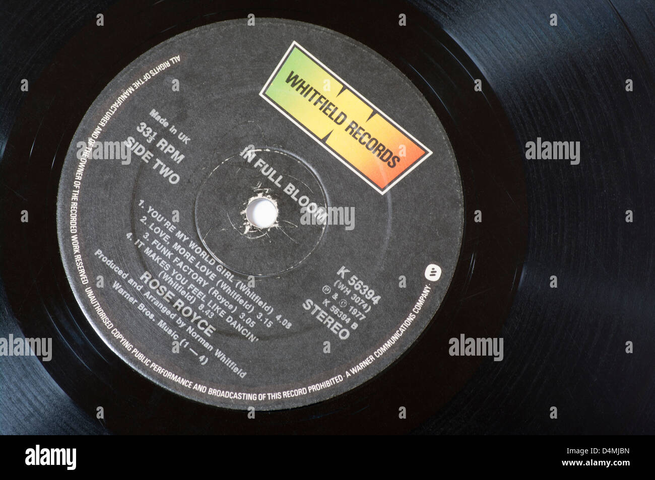 Whitfield Records Record Label On A Vinyl LP Record Stock ...