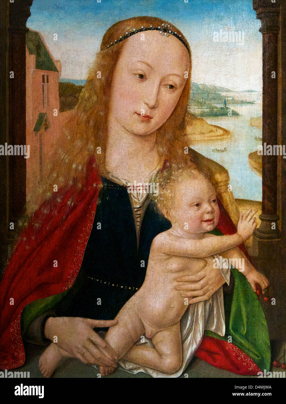 Virgin and Child and Donor, Master of Bruges,  circa 1495 Courtauld Institute of Art, Somerset House, London, England, UK, Unite Stock Photo