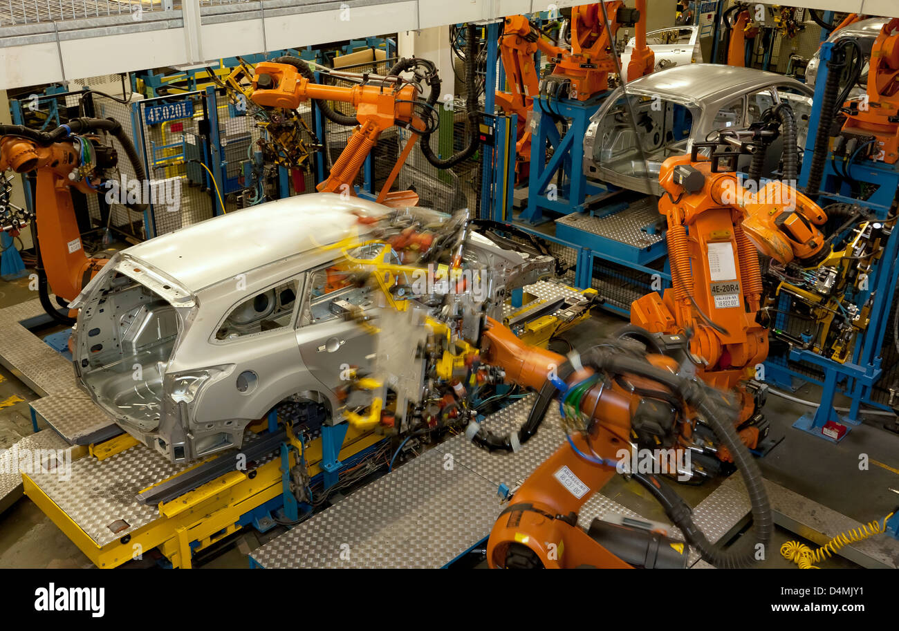 Saarlouis, Germany, Ford plant in Saarlouis, robotic welding car bodies Stock Photo