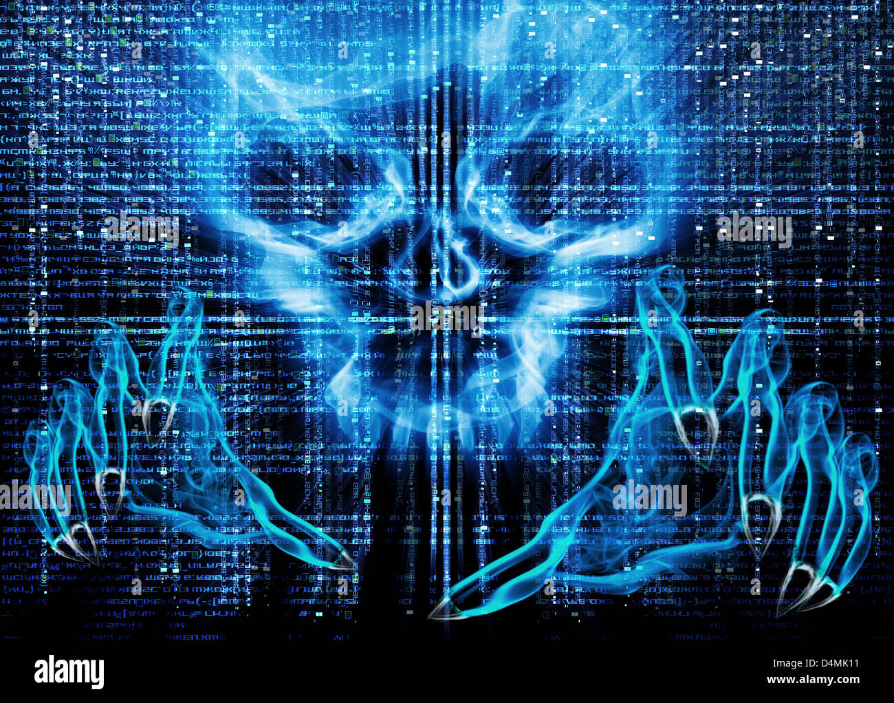 hacker attack concept blue illustration Stock Photo