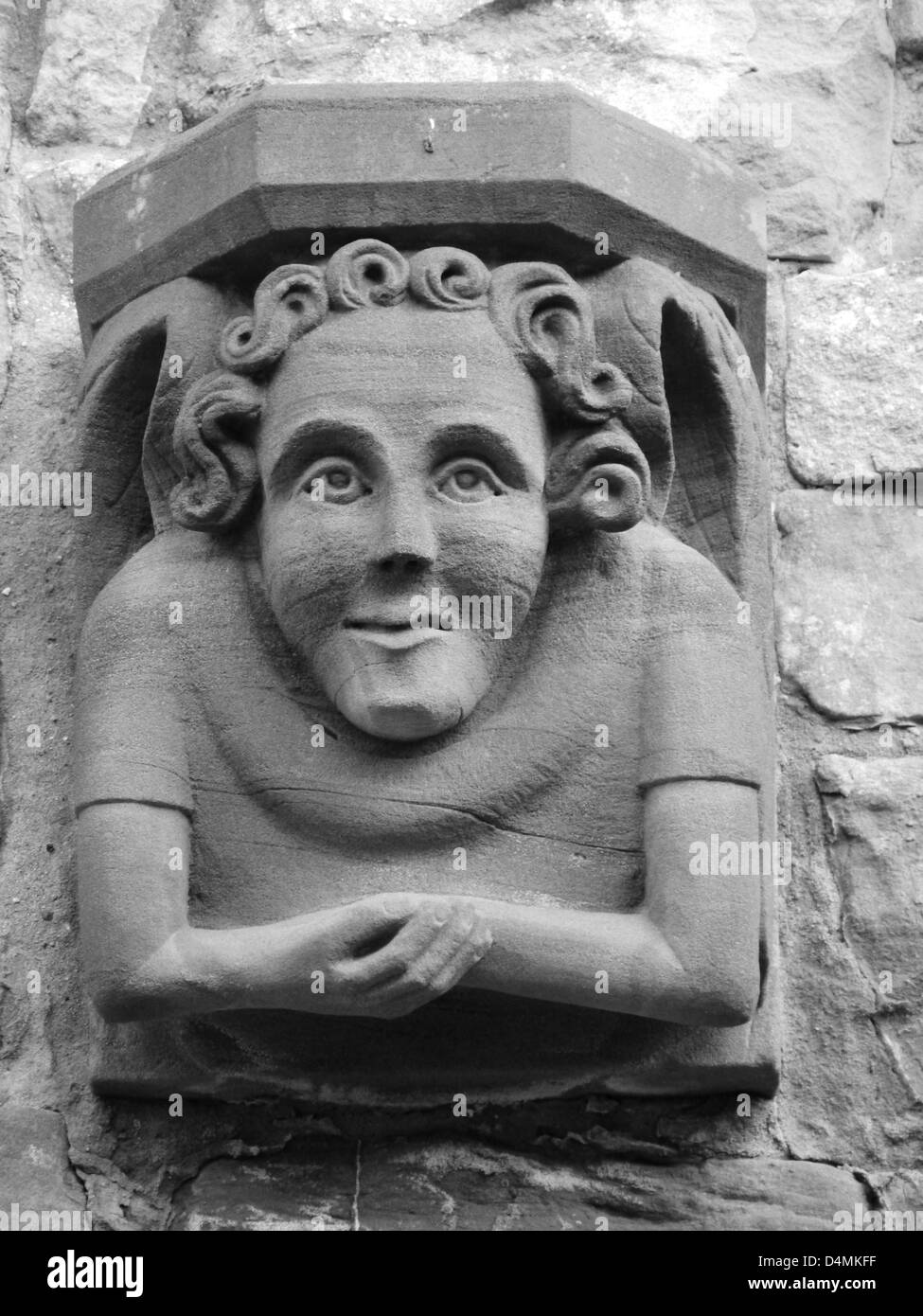 Stone carving Rufford Abbey Country Park the Dukeries Ollerton Nottinghamshire Mediaeval Medieval Cistercian English Heritage Stock Photo