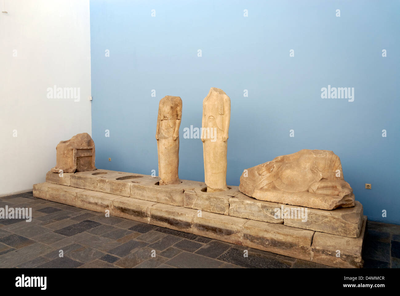Greece. Samos. The statue group by the sculptor Geneleos on display at ...