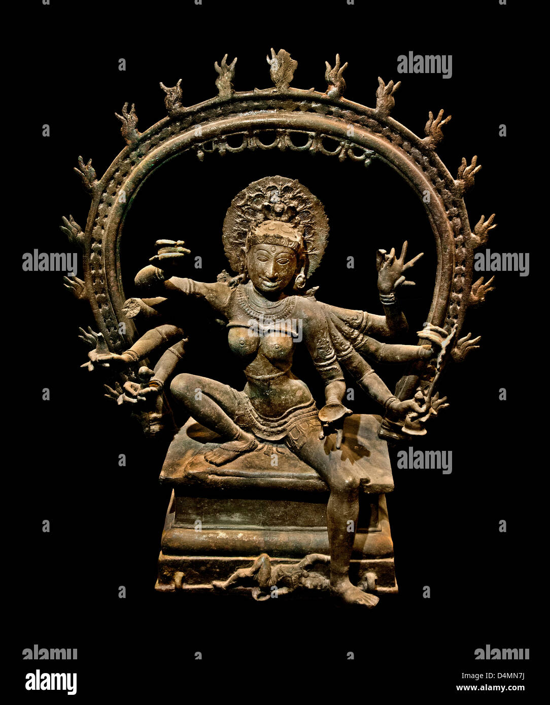 Mahisasamardini 10th Century Bronze  Turaikkadu Thanjavur India Hindu Stock Photo