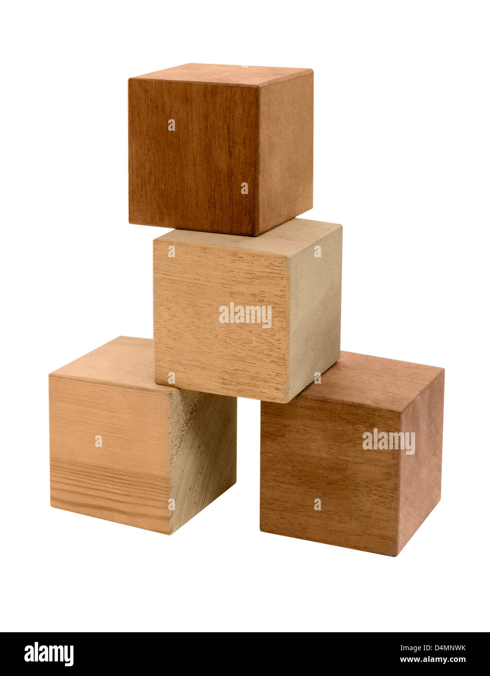 some wooden cubes in white back Stock Photo