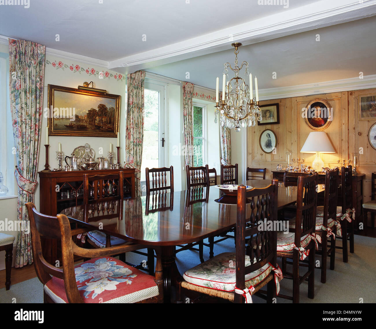 Dining room, country house, England Stock Photo Alamy