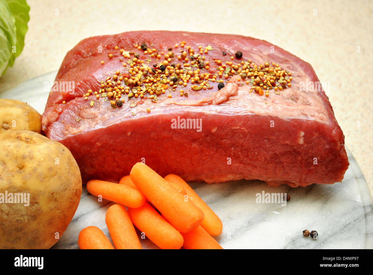 Uncooked Corned Beef Brisket Stock Photo Alamy