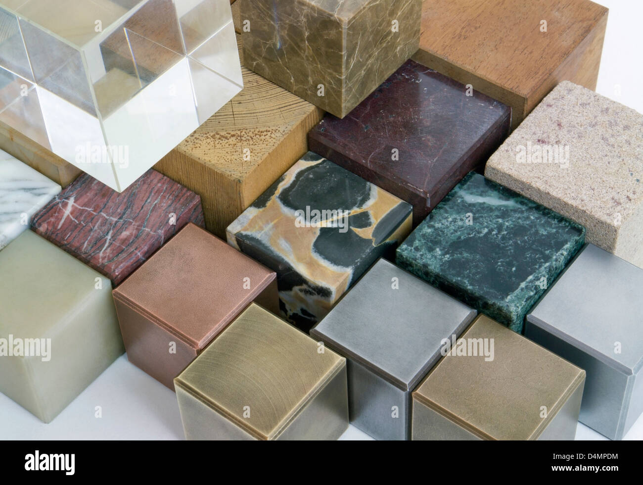 lots of various cubes made of different materials Stock Photo