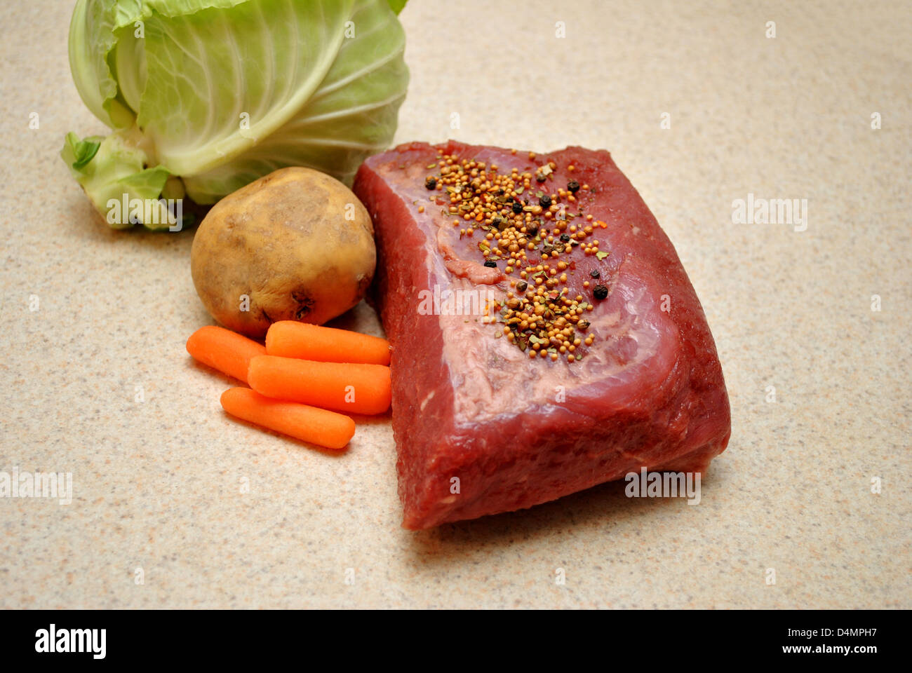 Traditional Corned Beef Dinner Ingredients Stock Photo Alamy