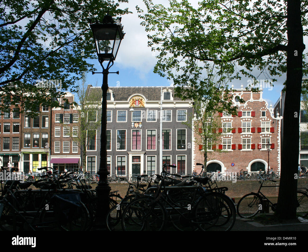 The Netherlands Holland Amsterdam Singel 423 Golden Age Armout 1606 Architecture Amsterdam Renaissance Warehouse Bikes Stock Photo