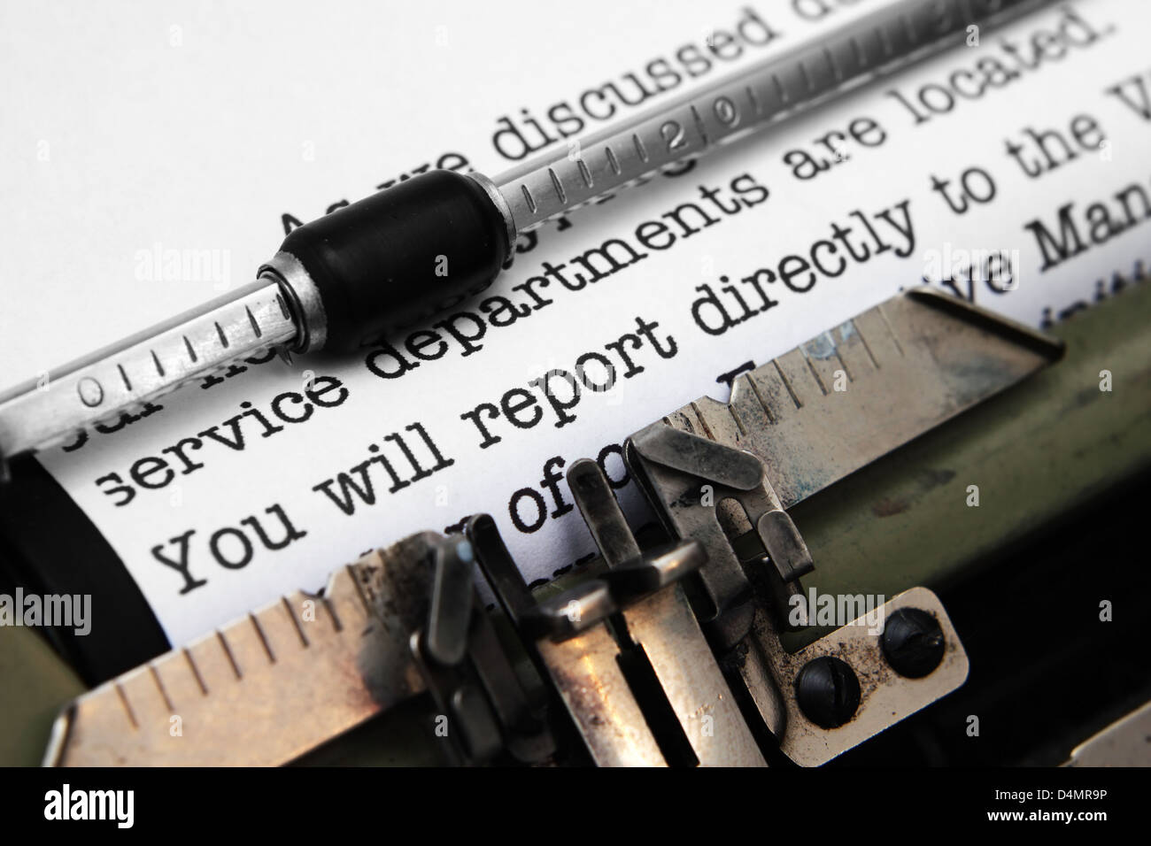 Typewriter and document Stock Photo Alamy