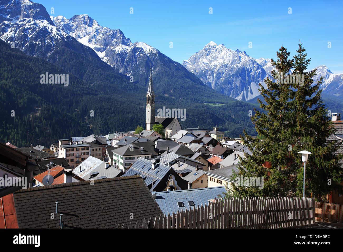 Switzerland, Canton Graubünden, Unter-Engadin, Sent Stock Photo