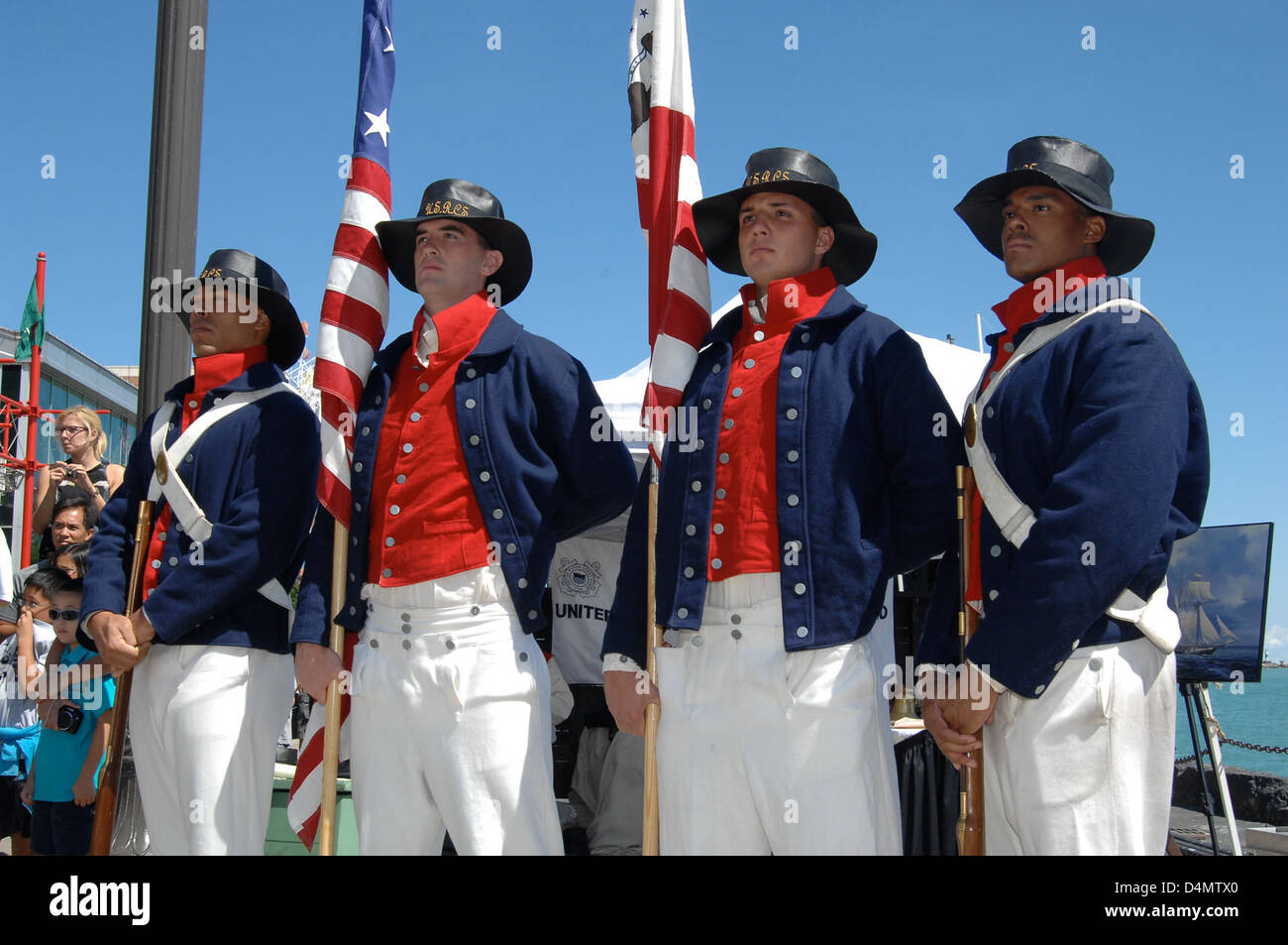 Coast Guard Ceremonial Honor Guard Silent Drill Team performs in Chicago Stock Photo