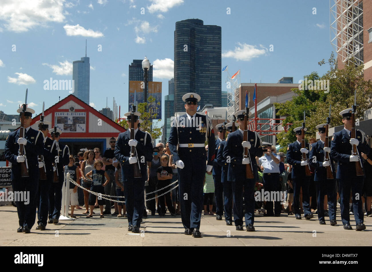 Coast Guard Silent Drill Team performs at Chicago's Navy Pier Stock Photo
