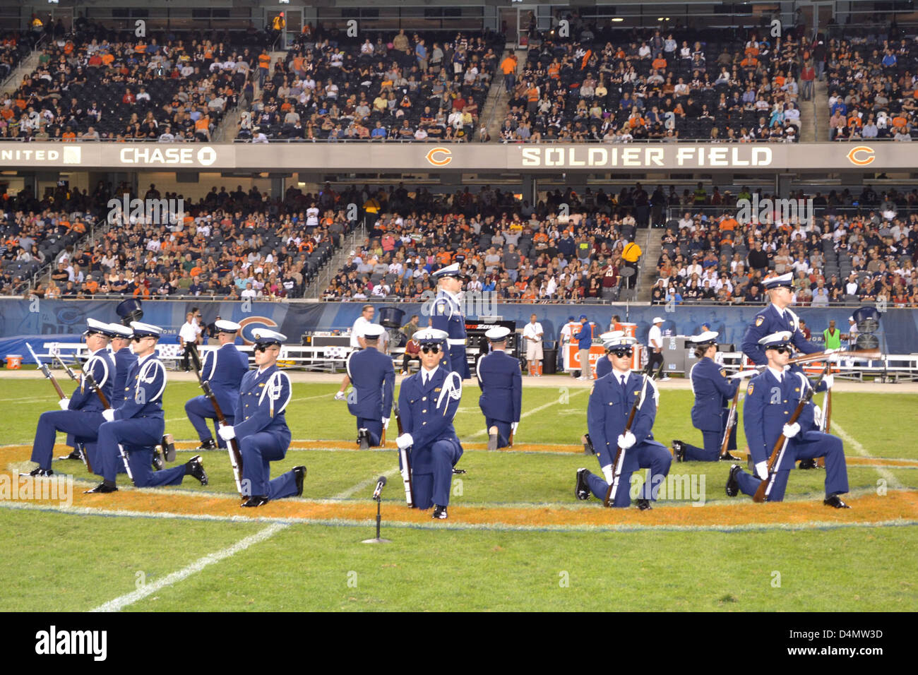 Silent Drill Team performs at Chicago Bears game Stock Photo