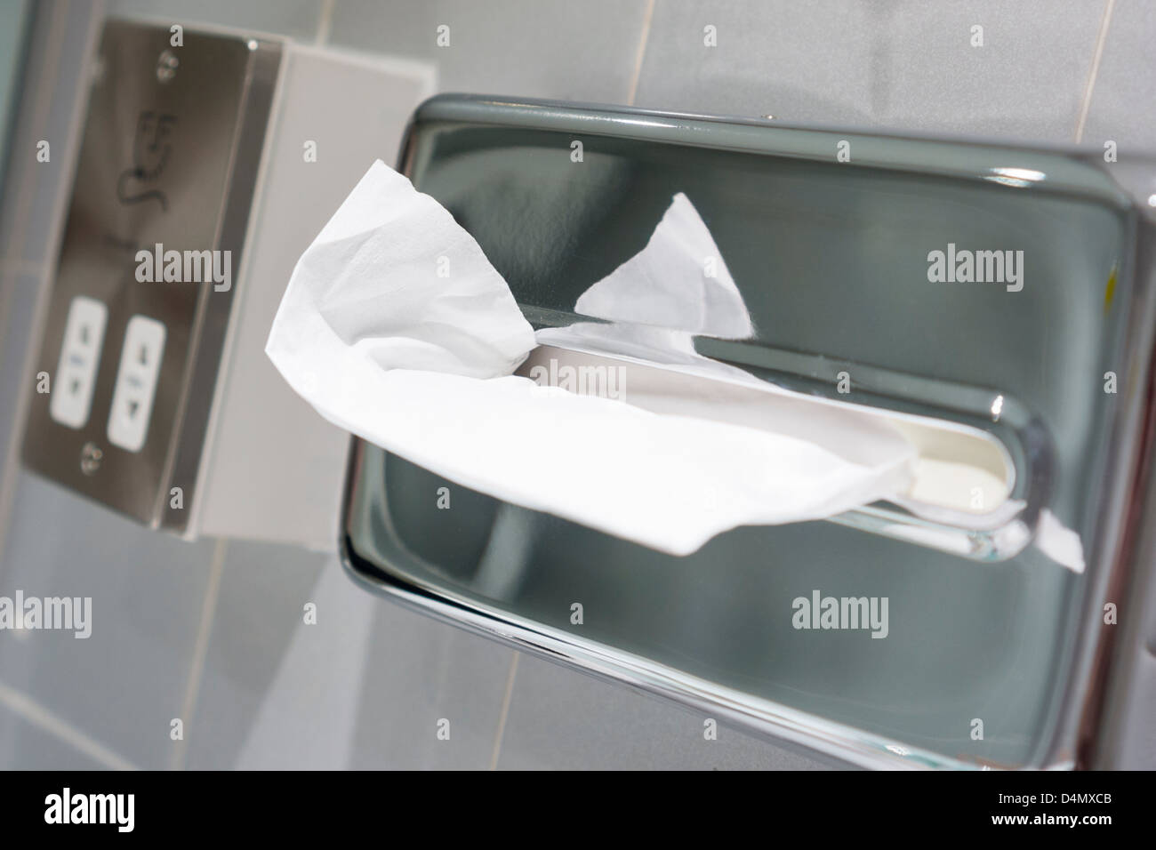 Hand hygiene, paper towels to dry hands Stock Photo Alamy