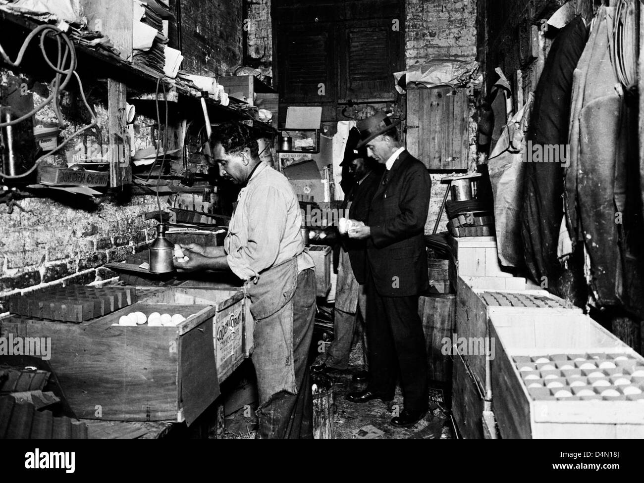 FDA History - Inspecting Eggs Stock Photo